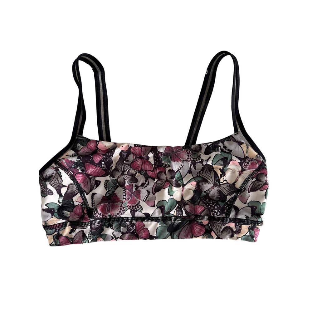 Lululemon Energy Sports Bra Butterfly Print Black Strap Womens Small or Medium